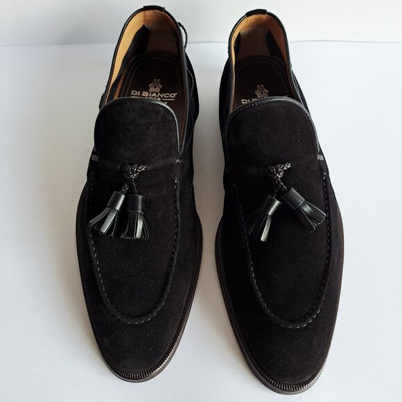 NEW Di Bianco Men\'s Black Suede Tassel Loafers Slip On Shoes Size 10.5 main image 10